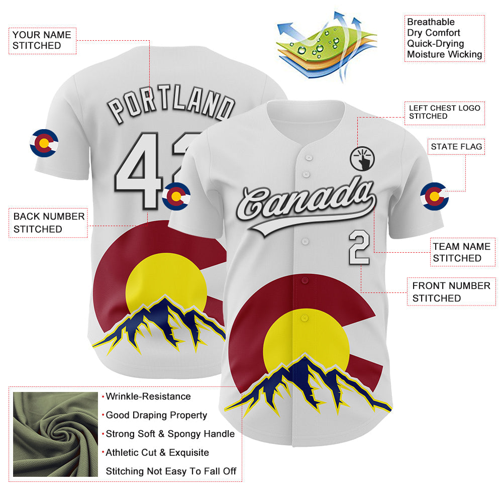 Custom White Black Red Yellow-Blue 3D Urban City Edition Sports Authentic Baseball Jersey