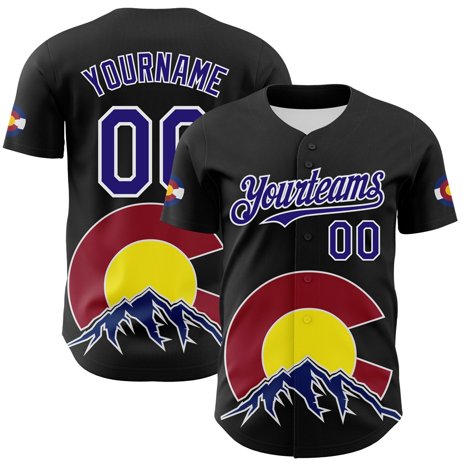 Custom Black Dark Purple Red Yellow Blue-White 3D Urban City Edition Sports Authentic Baseball Jersey