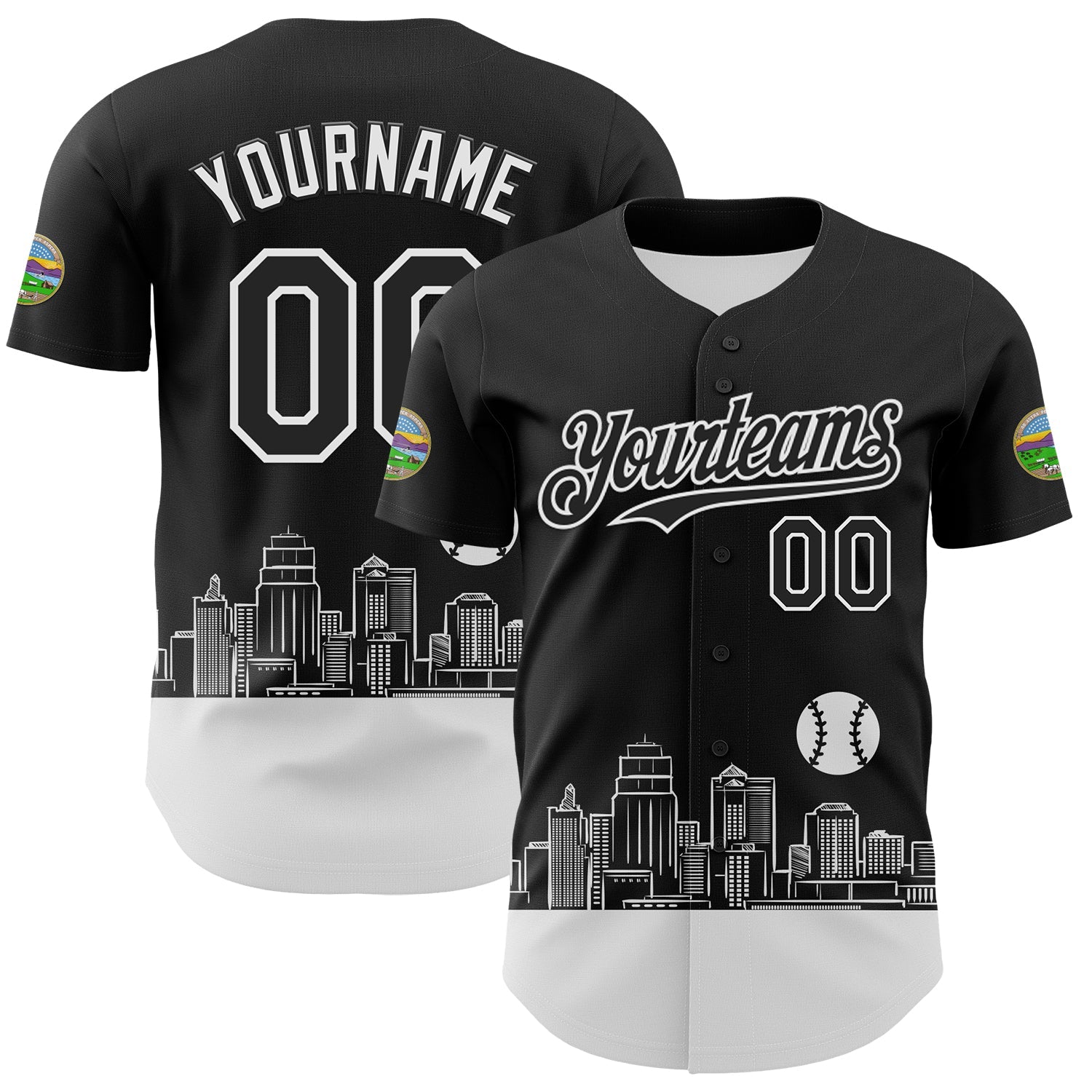 Custom Black White 3D Urban City Edition Sports Authentic Baseball Jersey