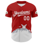 Custom Red White Gray-Black 3D Urban City Edition Sports Authentic Baseball Jersey