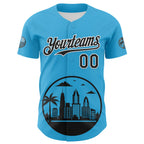 Custom Sky Blue Black-White 3D Urban City Edition Sports Authentic Baseball Jersey