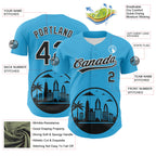 Custom Sky Blue Black-White 3D Urban City Edition Sports Authentic Baseball Jersey