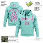 Custom Ice Blue Pink 3D Pink Ribbon Breast Cancer Awareness Women Health Care Support Sports Pullover Sweatshirt Hoodie