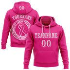 Custom Hot Pink White 3D Pink Ribbon Breast Cancer Awareness Women Health Care Support Sports Pullover Sweatshirt Hoodie