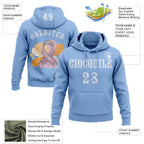 Custom Light Blue White 3D Pink Ribbon Breast Cancer Awareness Women Health Care Support Sports Pullover Sweatshirt Hoodie