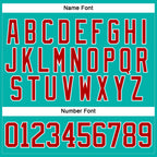 Custom Aqua Red-White Hockey Lace Neck Jersey