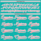 Custom Aqua Medium Pink-White Hockey Lace Neck Jersey