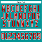 Custom Aqua Red-White Hockey Jersey