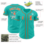 Custom Aqua Orange-White Authentic Baseball Jersey