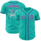 Custom Aqua Purple-White Authentic Baseball Jersey