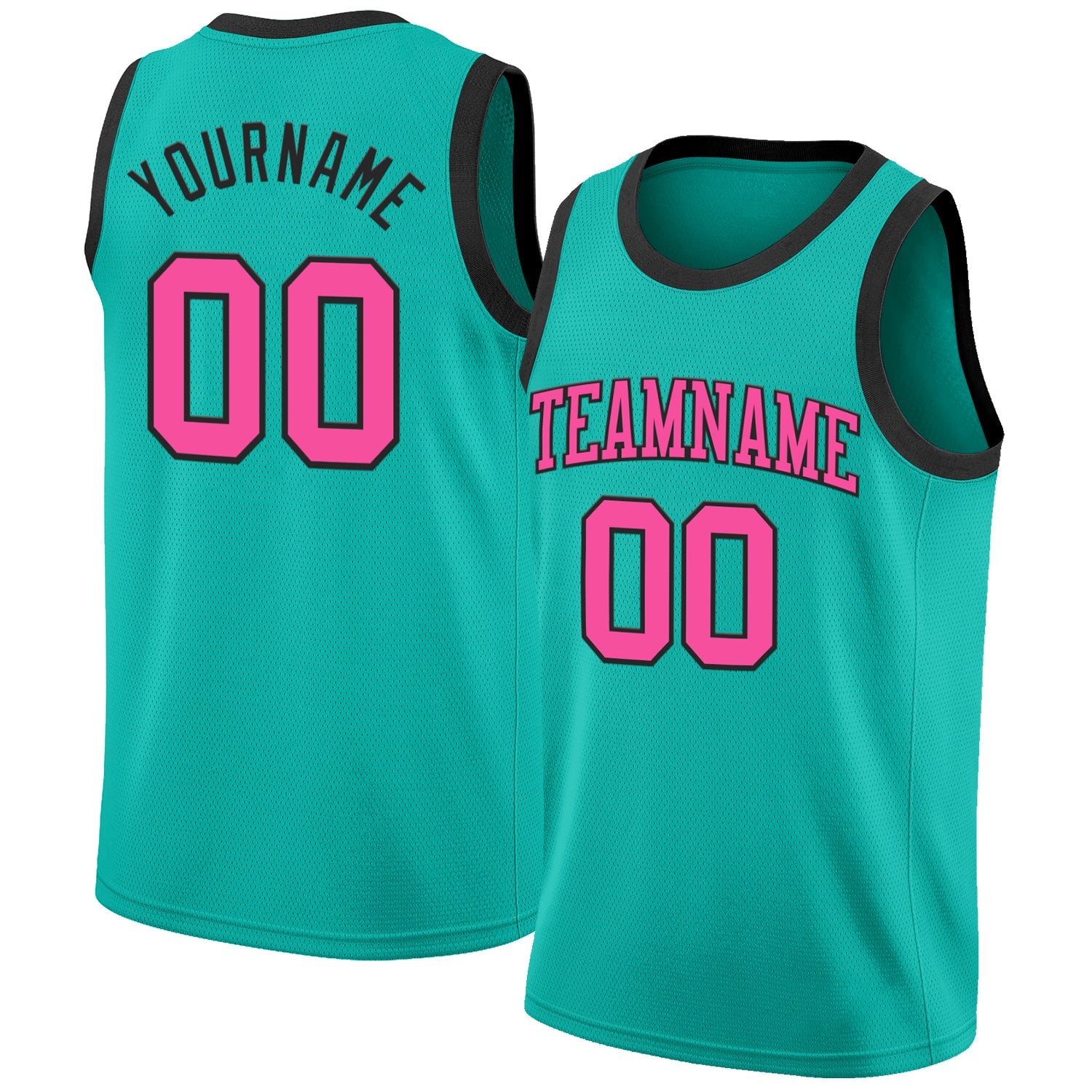 Custom Aqua Pink-Black Authentic Basketball Jersey