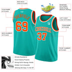 Custom Aqua Orange-White Authentic Basketball Jersey