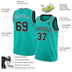 Custom Aqua Black-Gray Authentic Basketball Jersey