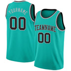 Custom Aqua Black-Gray Authentic Basketball Jersey