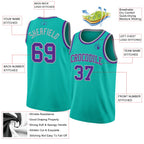 Custom Aqua Purple-Gray Authentic Basketball Jersey