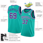 Custom Aqua Purple-White Authentic Basketball Jersey
