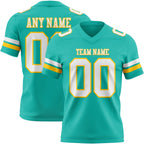 Custom Aqua White-Yellow Authentic Football Jersey