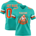 Custom Aqua Orange-White Authentic Football Jersey