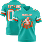 Custom Aqua White-Orange Authentic Football Jersey