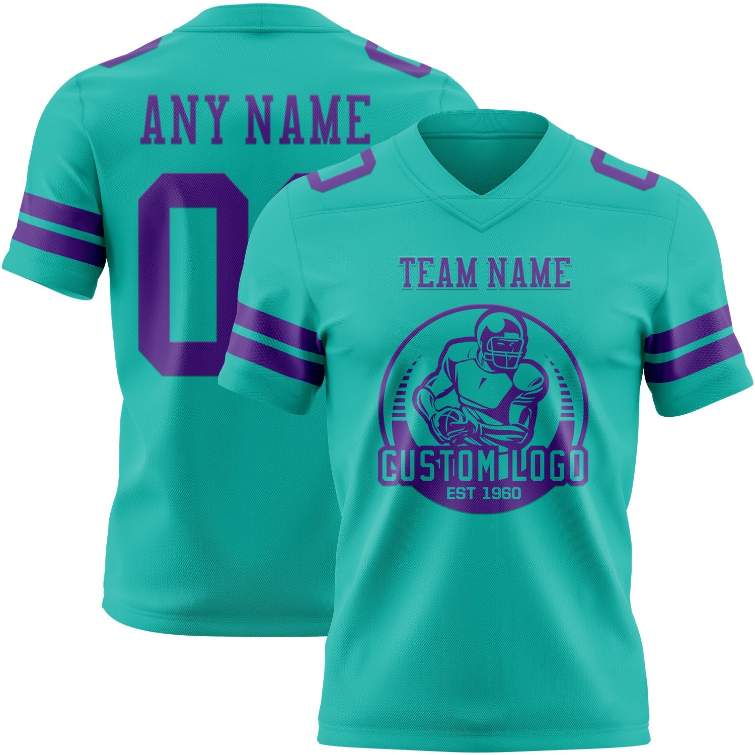 Custom Aqua Purple Authentic Football Jersey