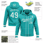 Custom Stitched Aqua White-Aqua Baseball Pullover Sweatshirt Hoodie