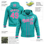 Custom Stitched Aqua Pink-White Baseball Pullover Sweatshirt Hoodie
