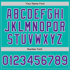 Custom Stitched Aqua Purple-White Baseball Pullover Sweatshirt Hoodie