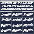 Custom Navy White-Gray 3 Colors Arm Shapes Authentic Baseball Jersey