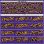 Custom Purple Black-Gold 3 Colors Arm Shapes Authentic Baseball Jersey