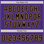 Custom Purple Black-Gold 3 Colors Arm Shapes Authentic Baseball Jersey