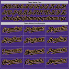 Custom Purple Black-Old Gold 3 Colors Arm Shapes Authentic Baseball Jersey