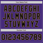 Custom Purple Black-Old Gold 3 Colors Arm Shapes Authentic Baseball Jersey