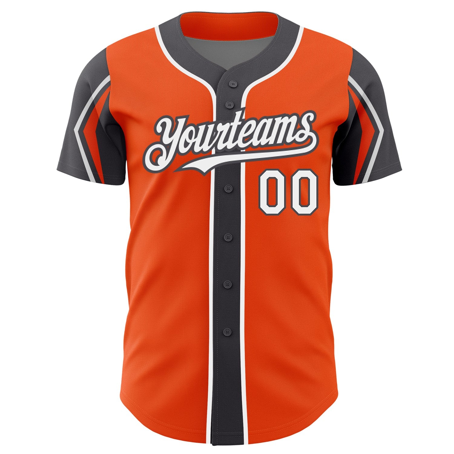 Custom Orange White-Gray 3 Colors Arm Shapes Authentic Baseball Jersey