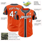 Custom Orange White-Gray 3 Colors Arm Shapes Authentic Baseball Jersey