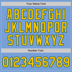 Custom Light Blue Yellow-Green 3 Colors Arm Shapes Authentic Baseball Jersey