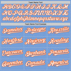 Custom Light Blue White-Orange 3 Colors Arm Shapes Authentic Baseball Jersey
