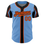 Custom Light Blue Teal-Navy 3 Colors Arm Shapes Authentic Baseball Jersey