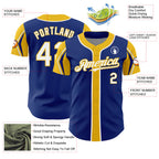 Custom Royal White-Orange 3 Colors Arm Shapes Authentic Baseball Jersey
