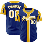 Custom Royal White-Orange 3 Colors Arm Shapes Authentic Baseball Jersey