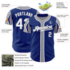 Custom Royal White-Light Blue 3 Colors Arm Shapes Authentic Baseball Jersey