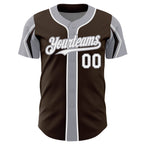 Custom Brown Cream-Red 3 Colors Arm Shapes Authentic Baseball Jersey