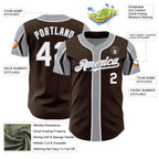 Custom Brown Cream-Red 3 Colors Arm Shapes Authentic Baseball Jersey