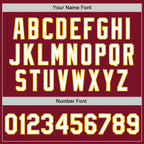 Custom Crimson White-Yellow 3 Colors Arm Shapes Authentic Baseball Jersey