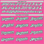 Custom Pink White-Kelly Green 3 Colors Arm Shapes Authentic Baseball Jersey