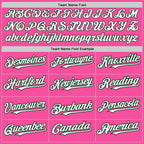 Custom Pink White-Green 3 Colors Arm Shapes Authentic Baseball Jersey