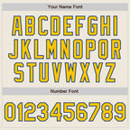 Custom Cream Yellow-Royal 3 Colors Arm Shapes Authentic Baseball Jersey