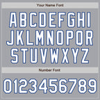 Custom Gray White-Royal 3 Colors Arm Shapes Authentic Baseball Jersey