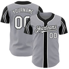 Custom Gray Gold-Brown 3 Colors Arm Shapes Authentic Baseball Jersey