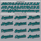 Custom Gray Teal-Black 3 Colors Arm Shapes Authentic Baseball Jersey