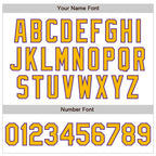 Custom White Gold-Purple 3 Colors Arm Shapes Authentic Baseball Jersey